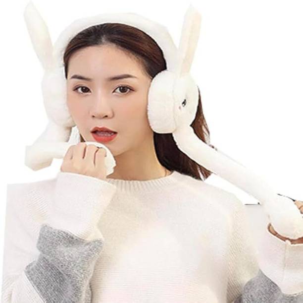 CATALOON Rabbit Bunny Design Soft Foldable Ear Moving Earmuff for Girls & Boys Ear Muff