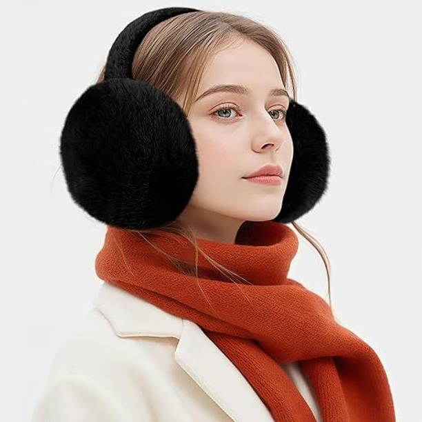 Zonkar Unisex Winter Black Ear Muffs for Women Girls Foldable Cold Protection Ear Cover Ear Muff