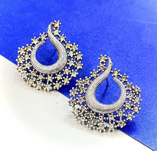 JEWERICHE IMITATION Sunshine Tops-Silver, Trendy Western Party Wear Earrings For Girls &amp; Women Alloy Stud Earring