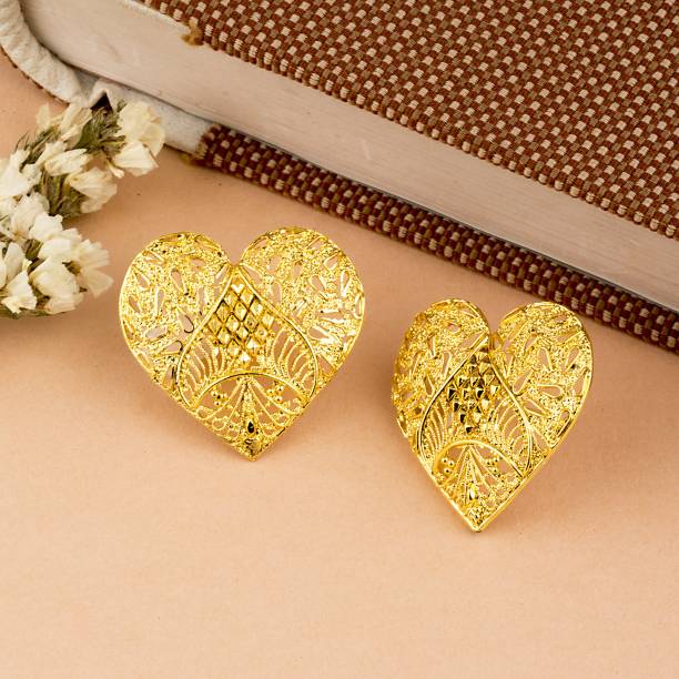 SPARGZ Spargz Heart Alloy Festive Wear Gold Plated Tops Earring For Women Alloy Stud Earring