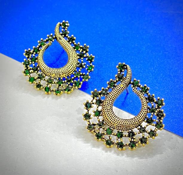 JEWERICHE IMITATION Sunshine Tops-Green, Trendy Western Party Wear Earrings For Girls &amp; Women Alloy Stud Earring