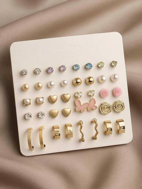 Pack of 20 Earring pairs earrings for girls earrings for kids Pearl Metal Stud Earring