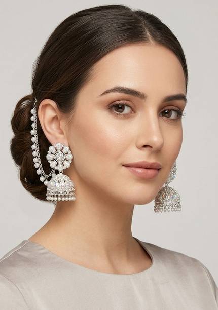 24ggh ni Crystal Brass Stud Earring, Jhumki Earring