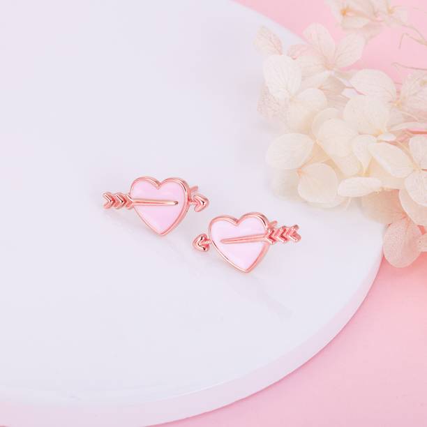 GIVA Sterling Silver Rose Gold Romantic Rapture Stud Earrings for Womens and Girls Sterling Silver Stud Earring