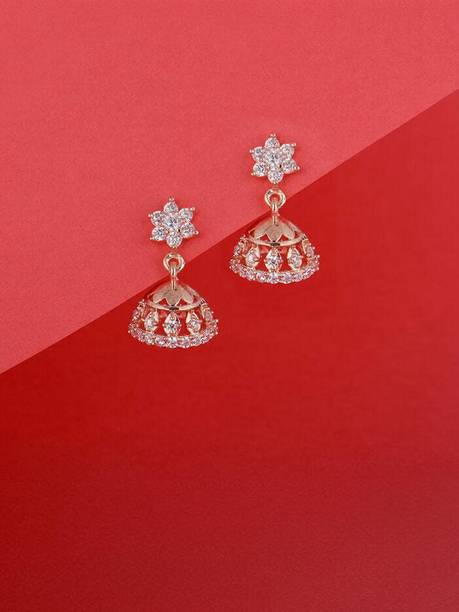 925 Silver Rose Gold Enticing Jhumki for Women Zircon Silver Jhumki Earring