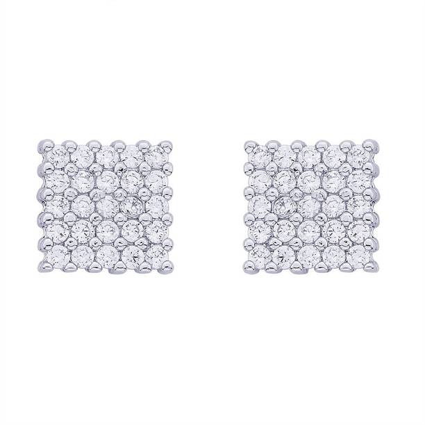 GadgetsDen Honey Singh Style Oxidized Silver and Cubic Zirconia Stud Earrings for Men Cubic Zirconia Stainless Steel Stud Earring
