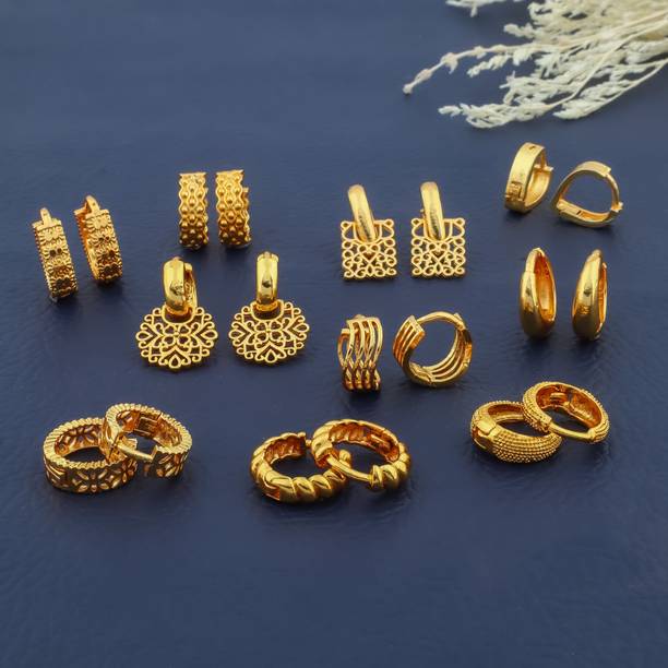 Premium Earrings Combo Set for Women Brass Huggie Earring