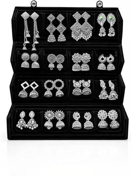 Mirakii Jewels 16 Pair Oxidized Silver Jhumka Combo Set with Premium Gift Box Alloy Jhumki Earring, Earring Set, Chandbali Earring