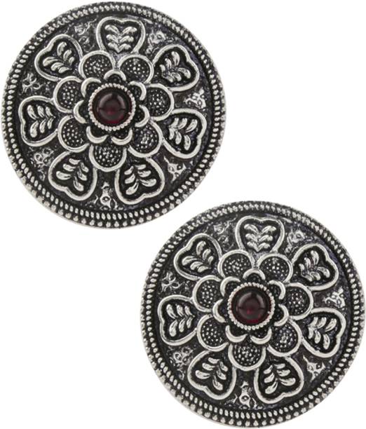 Anuradha Silver Colour Traditional Tops Earrings For Women Designer Studs Earrings Alloy Stud Earring