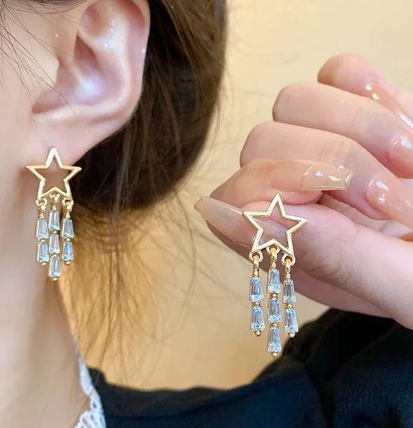 AKISON JEWELS Earrings For Women Earings Girls Star Korean earrings Western Fashion Earring Crystal Alloy Earring Set, Drops & Danglers, Jhumki Earring, Tassel Earring