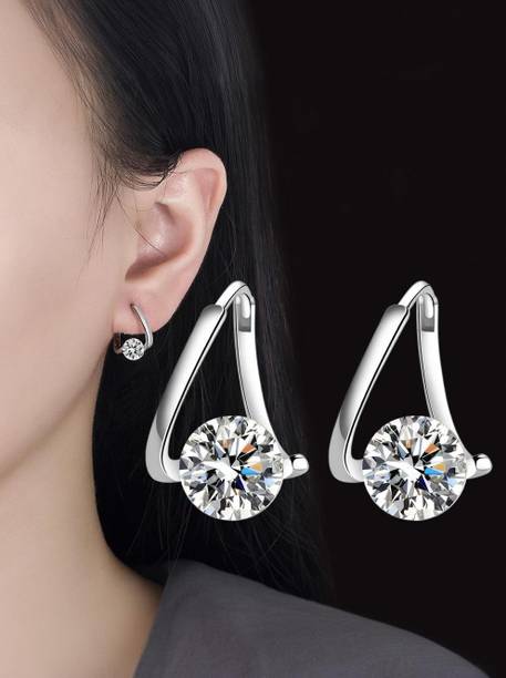 Diamond Triangle Everyday Earrings For Women & Girls Swarovski Zirconia Stainless Steel Stud Earring
