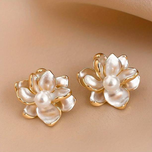 Flora Pearl Bloom Stud Earrings Alloy Stud Earring