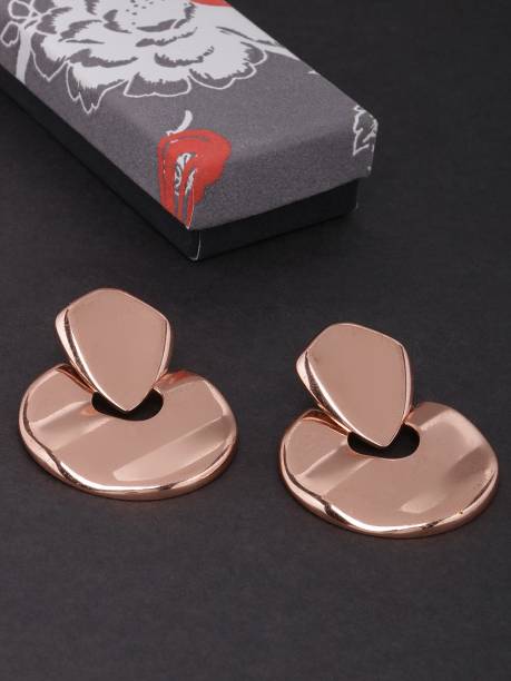 Divawalk Rose Gold-Plated Drop Earrings Agate Brass Drops & Danglers