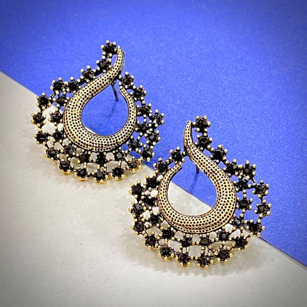 JEWERICHE IMITATION Sunshine Tops-Black, Trendy Western Party Wear Earrings For Girls &amp; Women Alloy Stud Earring