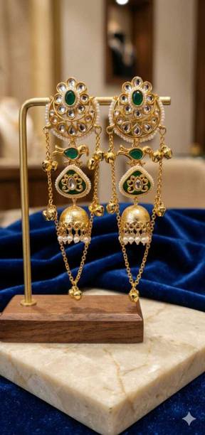 earing green Ruby, Quartz Stainless Steel Jhumki Earring, Drops & Danglers