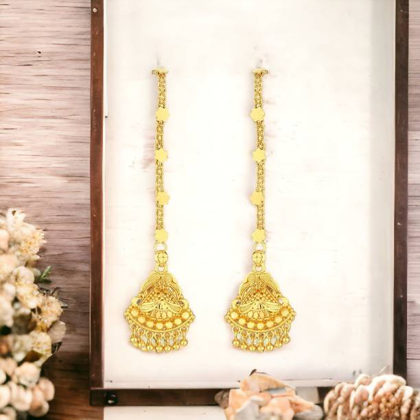 GoldNera Gold Plated Kan chain Tops Peacock Design for Girl Women Brass, Metal Ear Thread