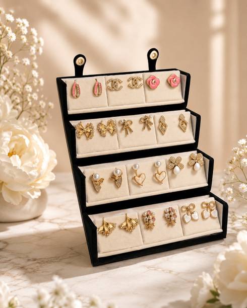 12 Pair Korean Earrings Box Set for Women & Girls Stainless Steel Stud Earring, Earring Set