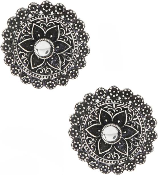 Anuradha Silver Tone Designer Studs Earrings For Stylish Women | Traditional Tops Ear Alloy Stud Earring