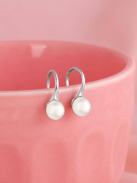 925 Silver Pearl Stud Earrings| Gift for Women|Lifetime Plating|6 Month Warranty Pearl Sterling Silver Clip-on Earring