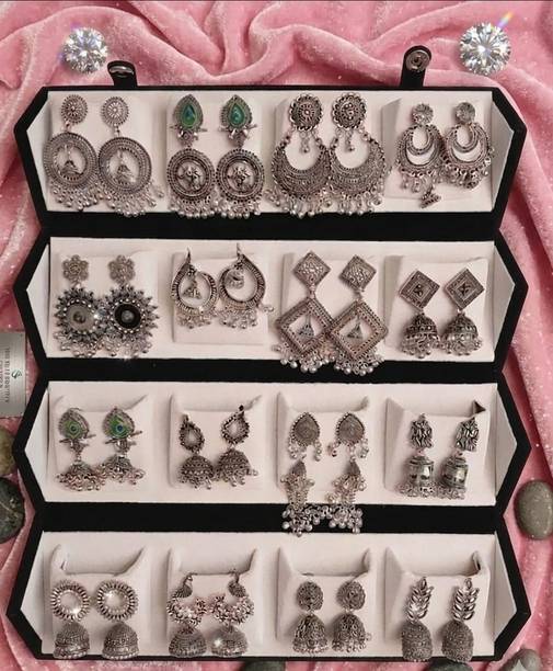Vanity Box with 16 Pairs of earrings Alloy Earring Set
