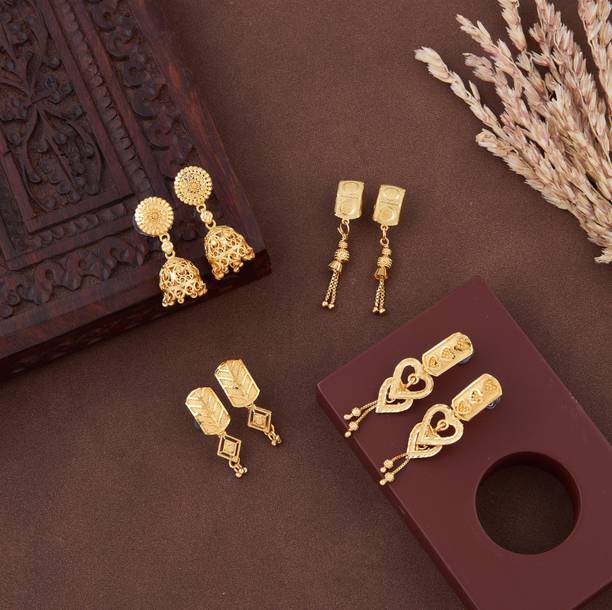 TheSanga bestseller combo of 4 Brass Tassel Earring