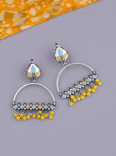 Bagh E Fiza Yellow Beads Earrings Brass Drops & Danglers