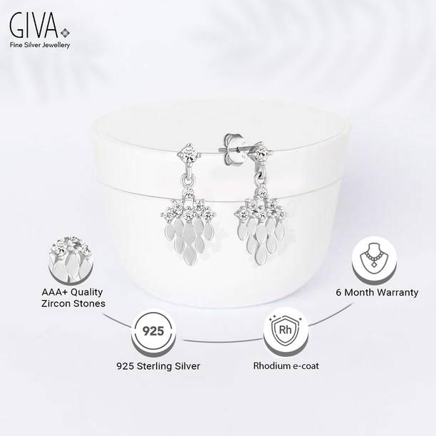 Sterling Silver Grape Valley Earrings for Women And girls Zircon Sterling Silver Drops & Danglers
