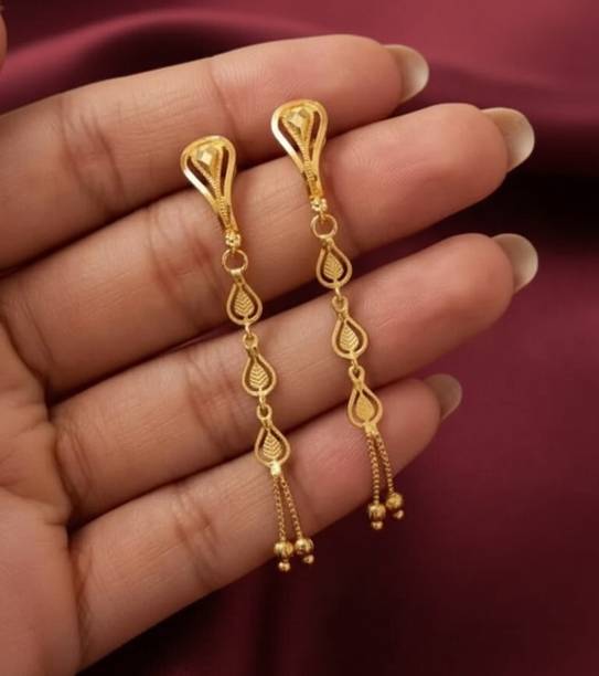 Long earrings for women and girls gold plated Brass Drops & Danglers