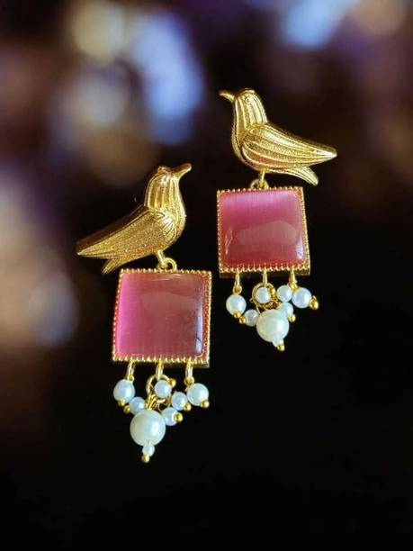 Eternal Shagun Elegant Bird-Inspired Earrings Carnelian Brass Tassel Earring, Jhumki Earring