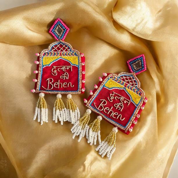 Triyama 'Dulhan Ki Behen' Handmade Earrings Fabric Tassel Earring