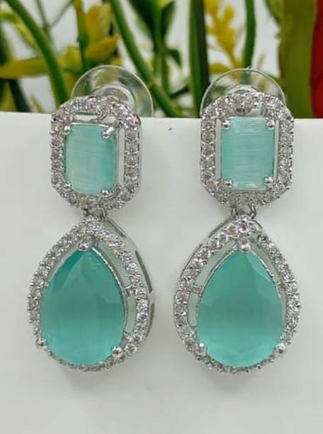 RION Latest Beautiful Antique Silver Plated Earring set Girls And Women Diamond Alloy Drops & Danglers, Earring Set
