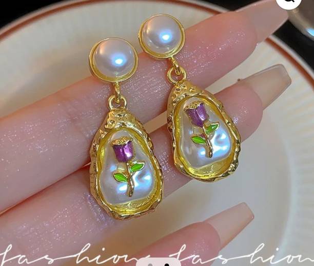 LOVIA BY HM Earrings for women,Korean earrings, new style earrings Pearl Alloy Tassel Earring, Drops & Danglers, Plug Earring