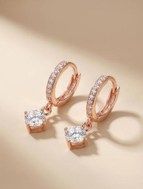 Classic Hoop Earrings For Women & Girls Cubic Zirconia Stainless Steel Hoop Earring