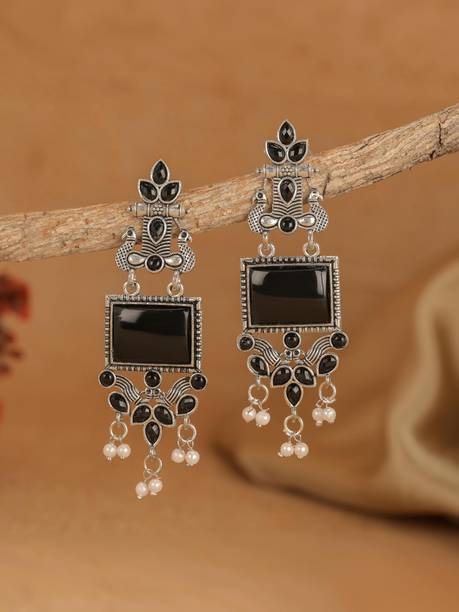 Silver Plated for Women & Girls Alloy Jhumki Earring Beads Brass Hoop Earring