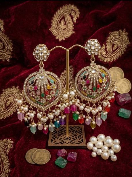 Stylish Earrings for Women and girls Brass Chandbali Earring