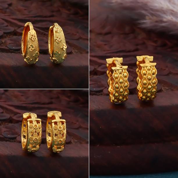 Classy Earrings Combo Set for Women Brass Huggie Earring
