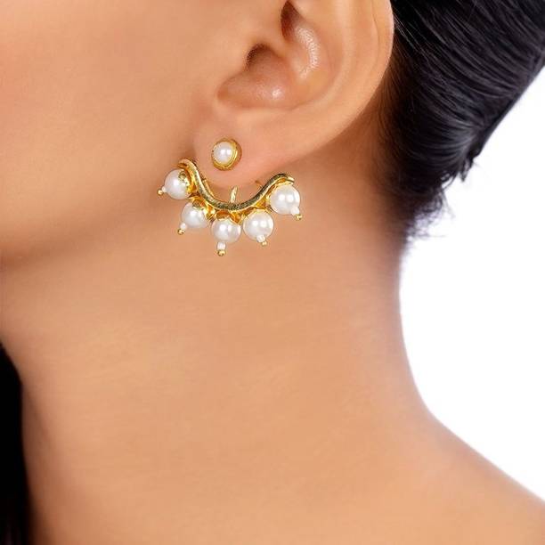 Blooming Beads Aztec Inspired Earrings Pearl Brass Stud Earring