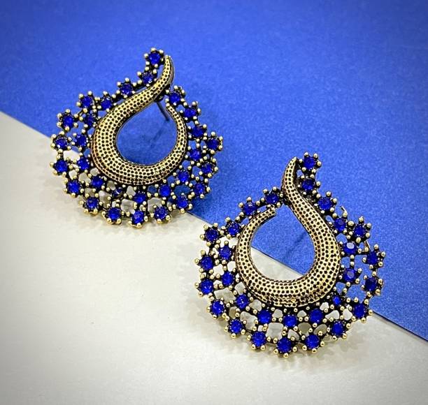JEWERICHE IMITATION Sunshine Tops-Blue, Trendy Western Party Wear Earrings For Girls &amp; Women Alloy Stud Earring