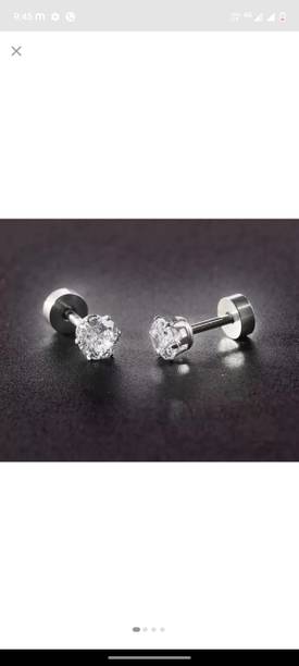 GS FASHION Diamond Shaped Stainless steel Earings for Men's,Boy's & Girl's,Women's Diamond Stainless Steel Hoop Earring, Stud Earring