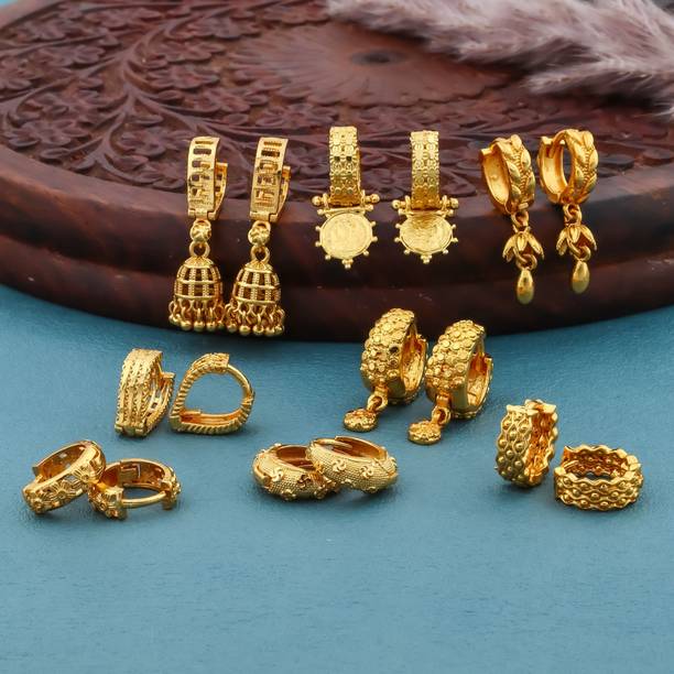 Classy Earrings Combo Set for Women Brass Huggie Earring