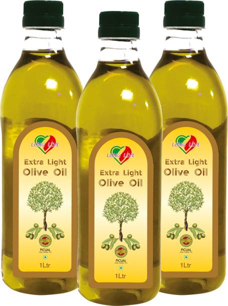Long Live Extra Light Olive Oil First Cold Pressed(Imported from Italy) -1 Ltr Pack of 3 Olive Oil Plastic Bottle