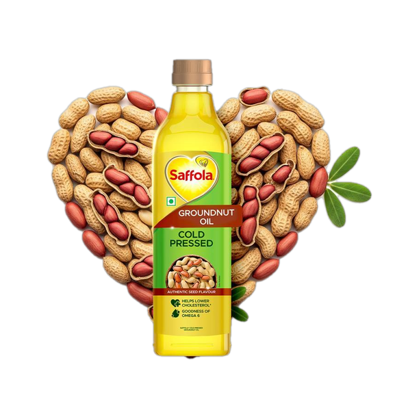 Saffola Cold Pressed Groundnut Oil | Helps Lower Cholesterol | Goodness of Omega 6 Groundnut Oil PET Bottle (1 L)