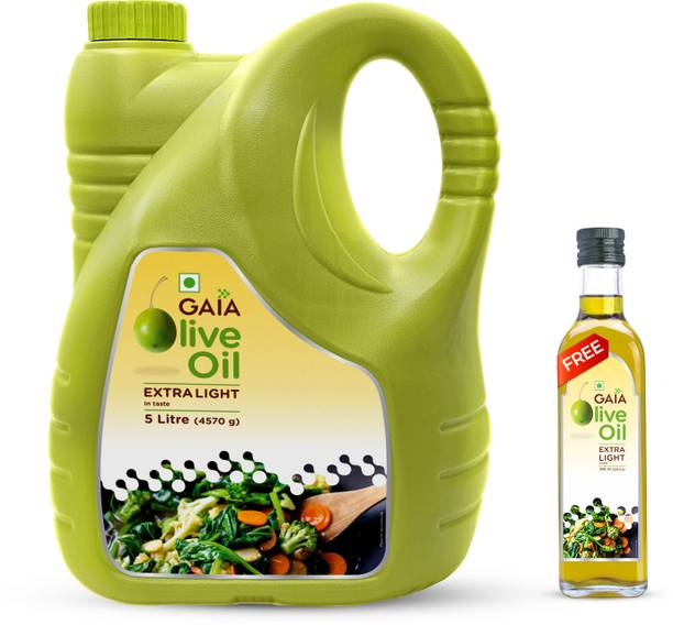 GAIA Extra lite Olive oil 5 Ltr with 250ml Olive oil Free Olive Oil Can