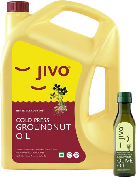 JIVO Groundnut Oil 5 Litre With Extra Virgin 200ML | Cold Pressed Peanut Oil Groundnut Oil