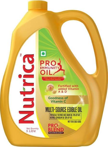 Nutrica Pro-Immunity Oil 5 Litre | Fortified with Vitamins A, D & C | Rice Bran Oil Jar