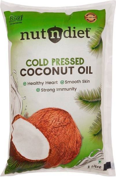 nutndiet Pure Cold Pressed Coconut Oil For Cooking, Baby Massage, Hair Care and Skin Care Coconut Oil Pouch