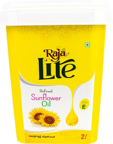 Raja Lite Sunflower Oil, Edible Oil for Cooking & Frying, Everyday Kitchen Use, 2 Litre Sunflower Oil