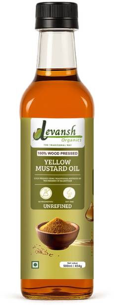 Devansh Organics Wood Pressed Kacchi Ghani Yellow Mustard Oil Cocking & Frying Mustard Oil