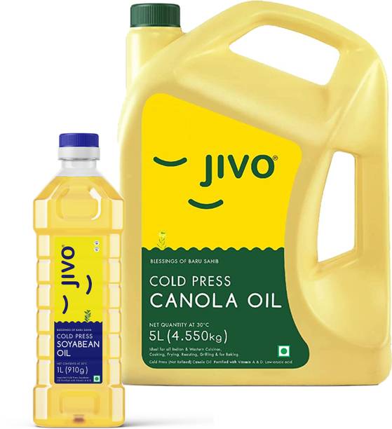 JIVO Cold Press Canola Oil 5L with Cold Press Soyabean Oil 1L Canola Oil