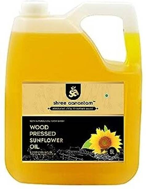 SHREE AANANTAM Cold Pressed Sunflower Oil - 5 Liter | Cooking Oil | 100% Pure | Wood Pressed Sunflower Oil Can